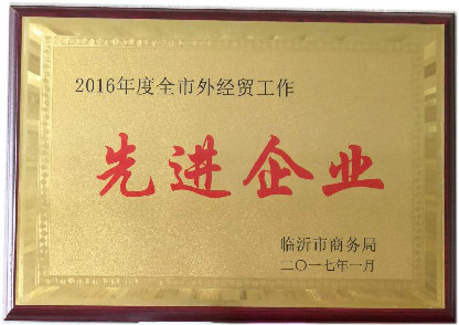 全市外經(jīng)貿(mào)工作先進企業(yè)